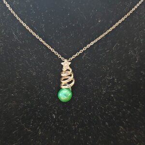 Christmas Tree Pearl Pendant Necklace
